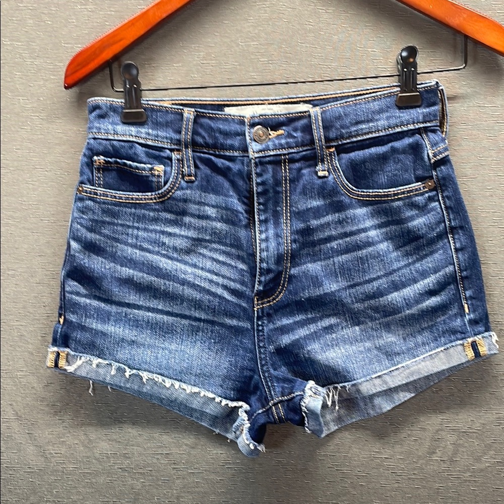 Abercrombie & Fitch Blue Jean Shorts Classic Distressed‎ Style